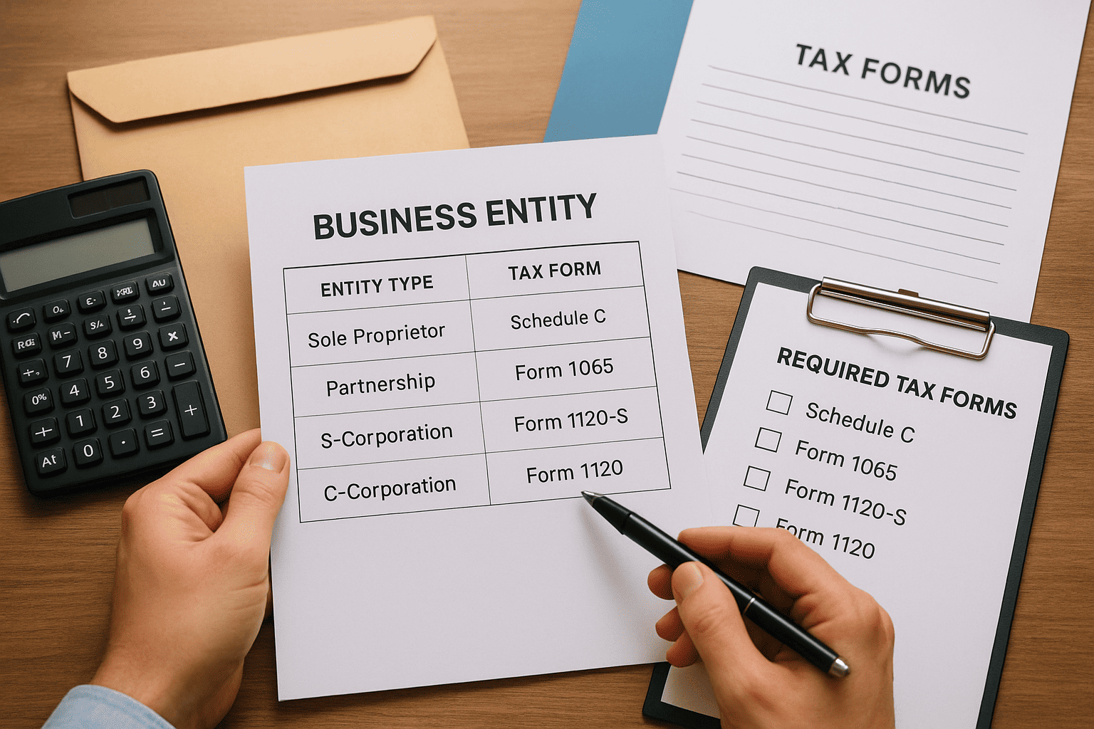 2. Identify your business entity and required tax forms