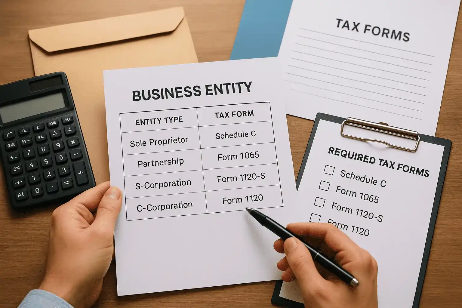 2. Identify your business entity and required tax forms