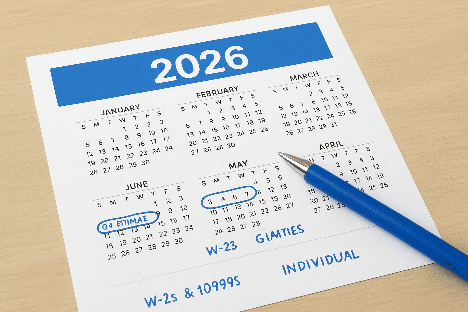 9. Mark your 2026 tax deadlines on a filing calendar