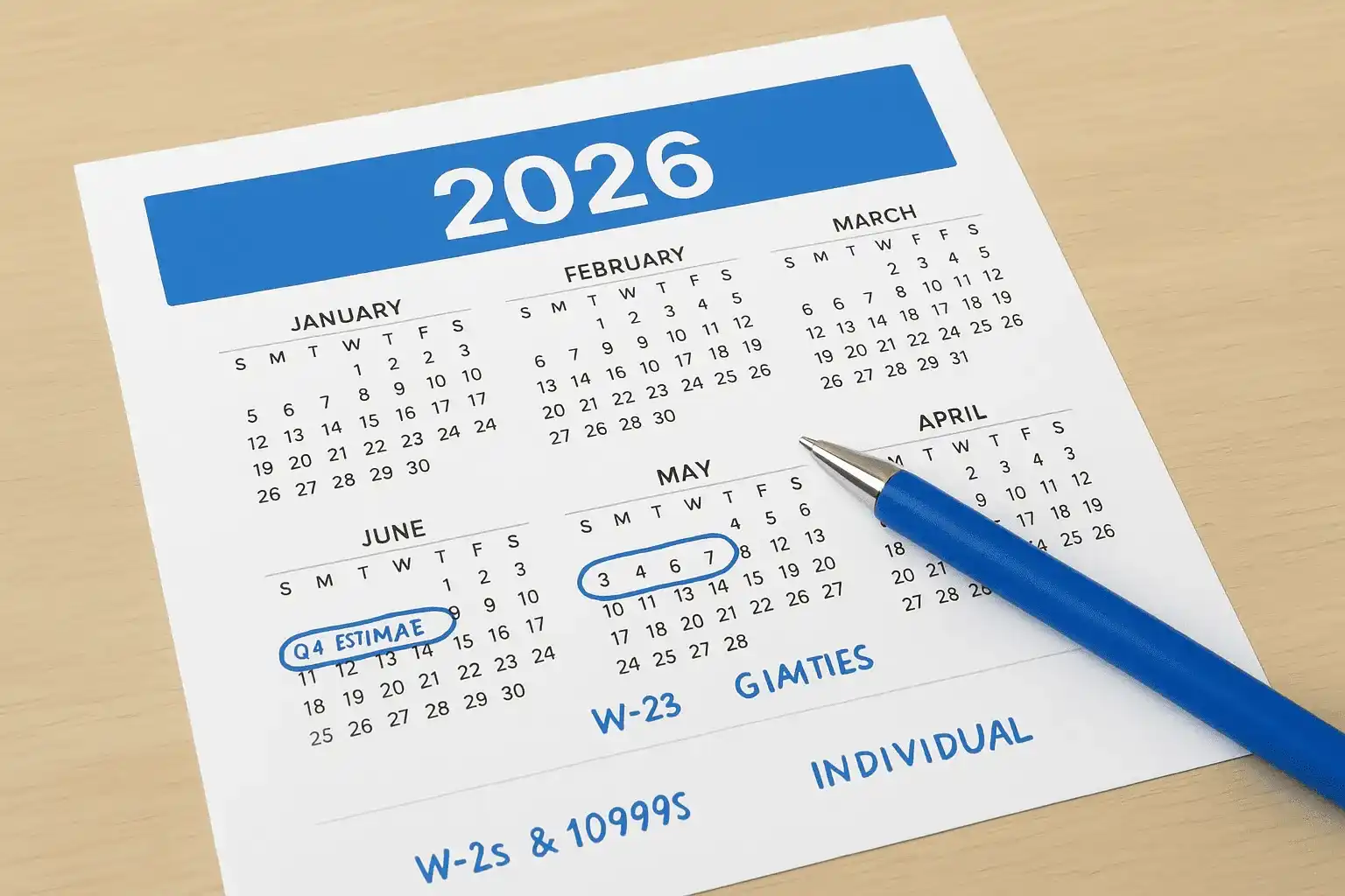 9. Mark your 2026 tax deadlines on a filing calendar