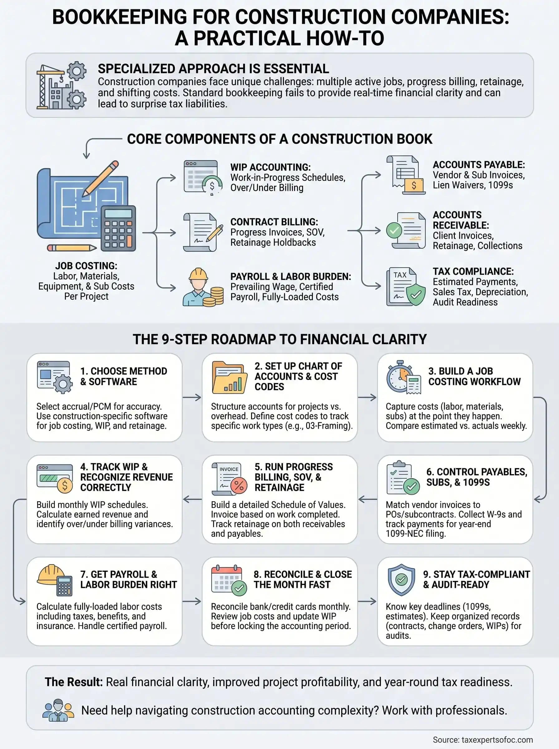 bookkeeping for construction companies infographic