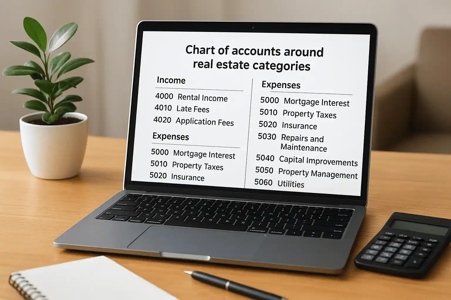 Build a chart of accounts around real estate categories
