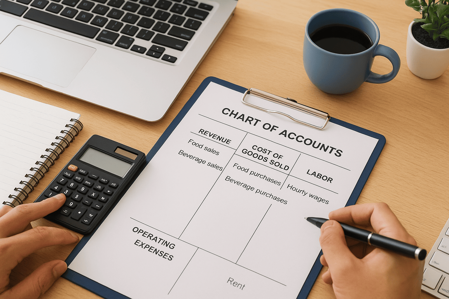 Build a chart of accounts tailored to food service