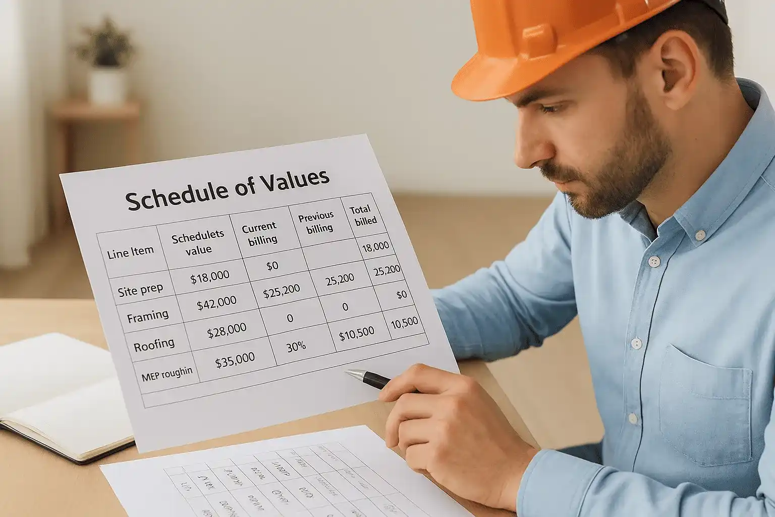 Build your schedule of values before the first invoice