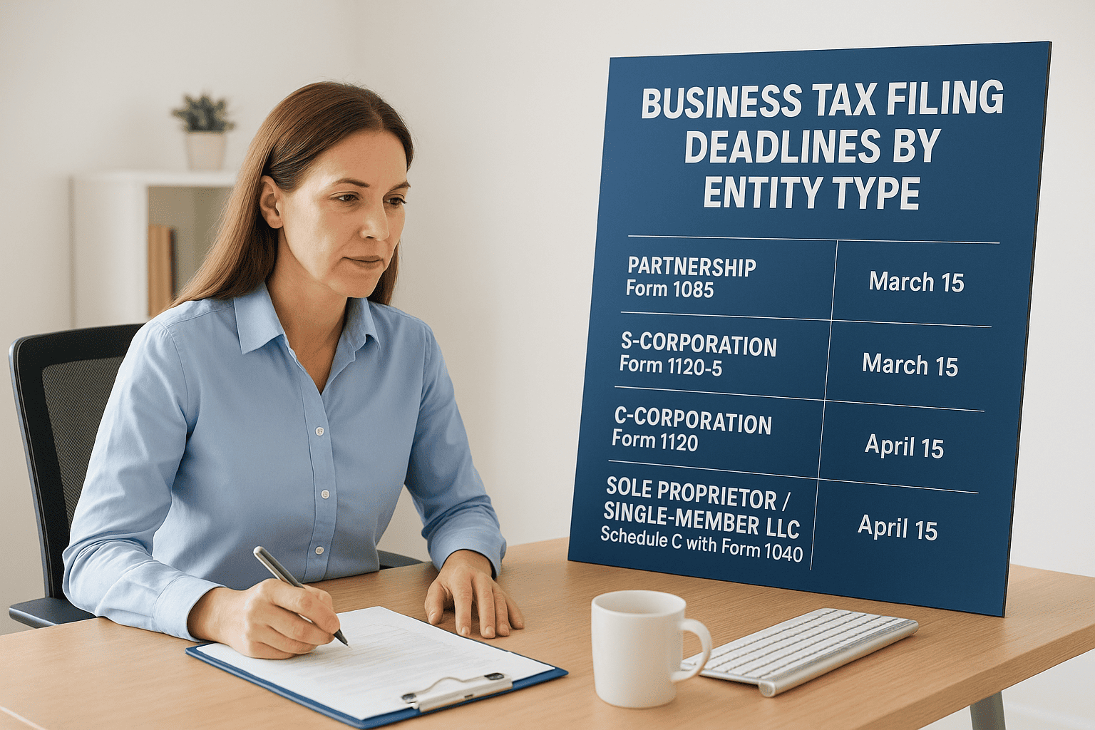 Business tax filing deadlines by entity type