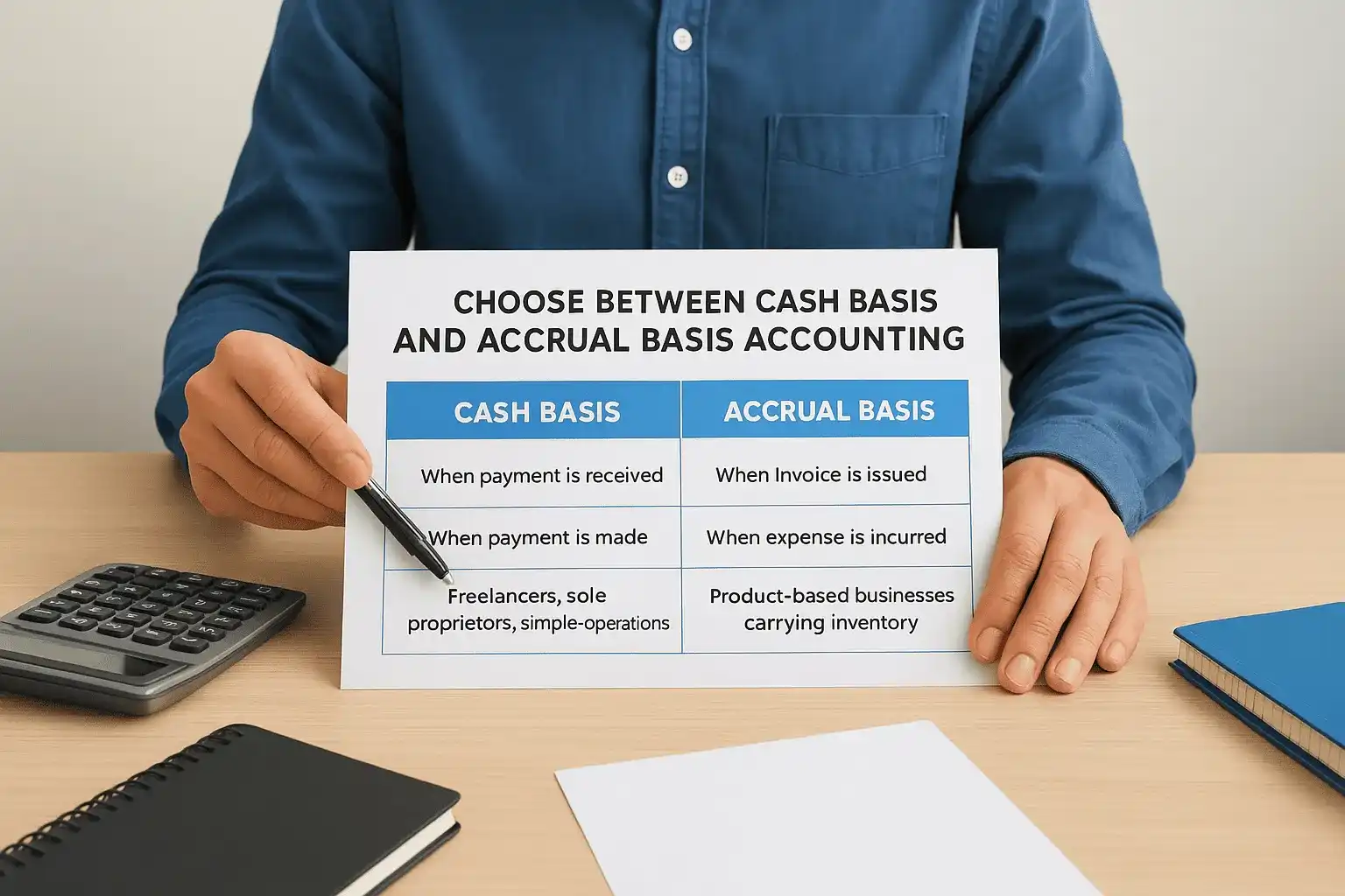 Choose between cash basis and accrual basis accounting