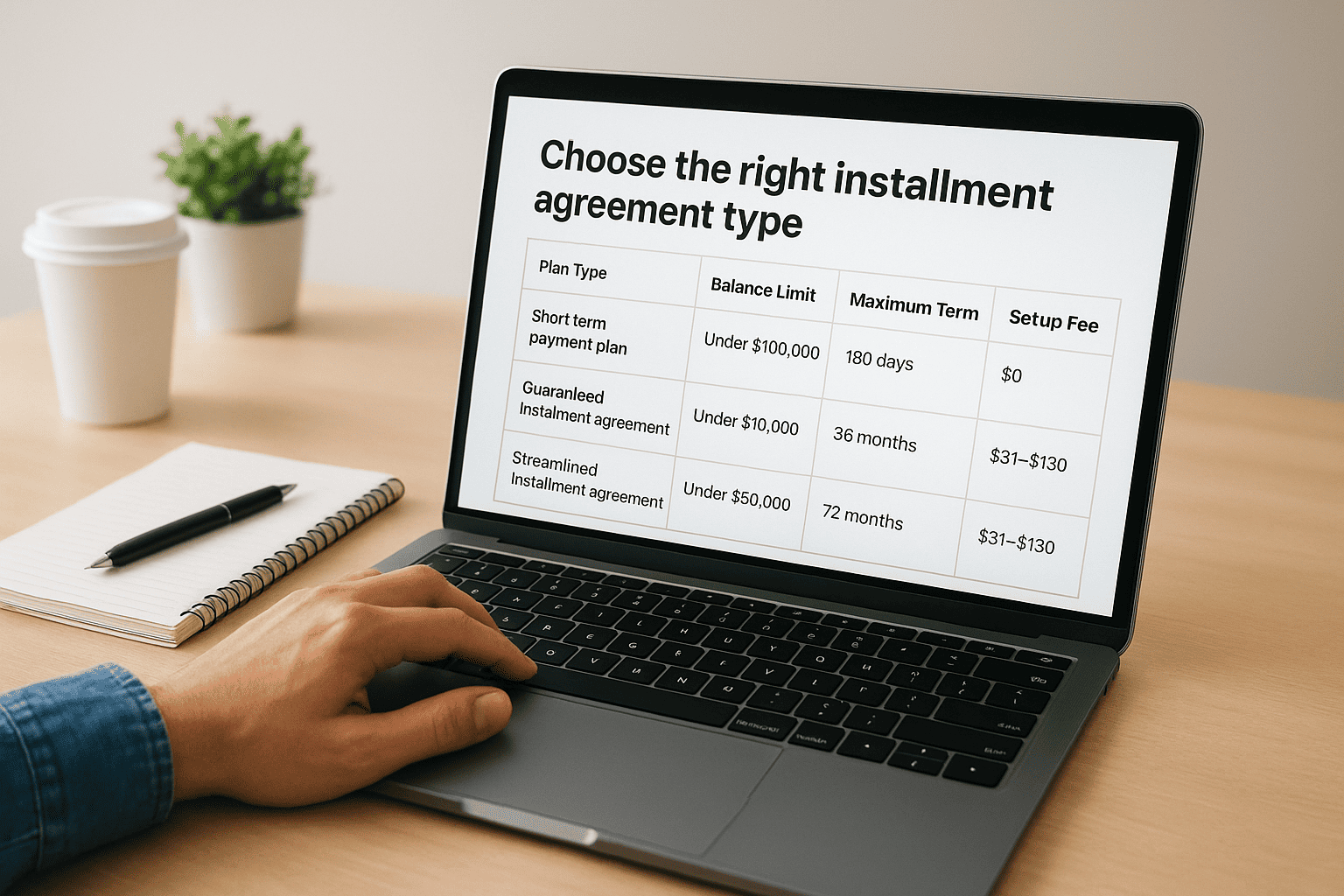 Choose the right installment agreement type