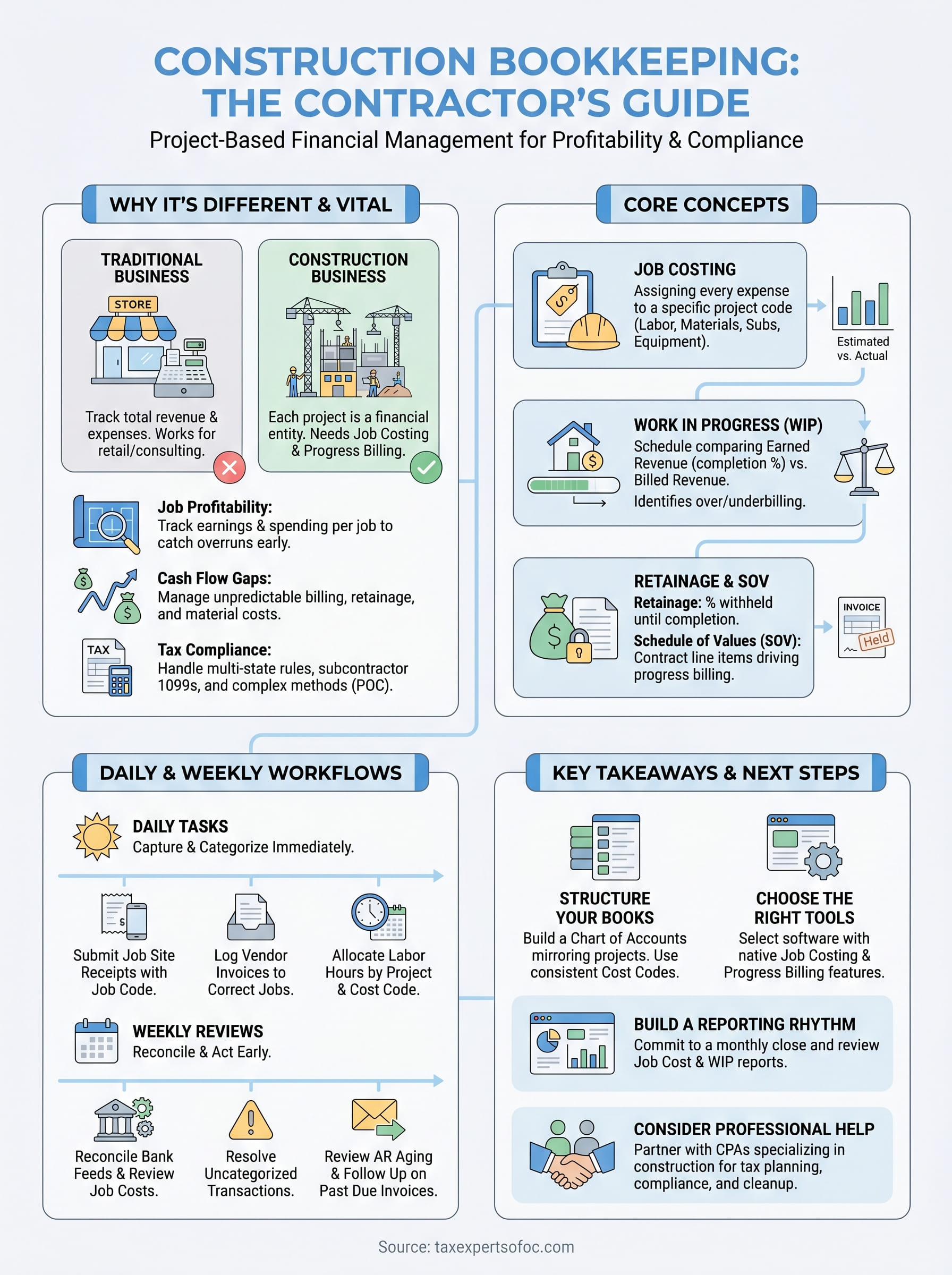 construction bookkeeping infographic