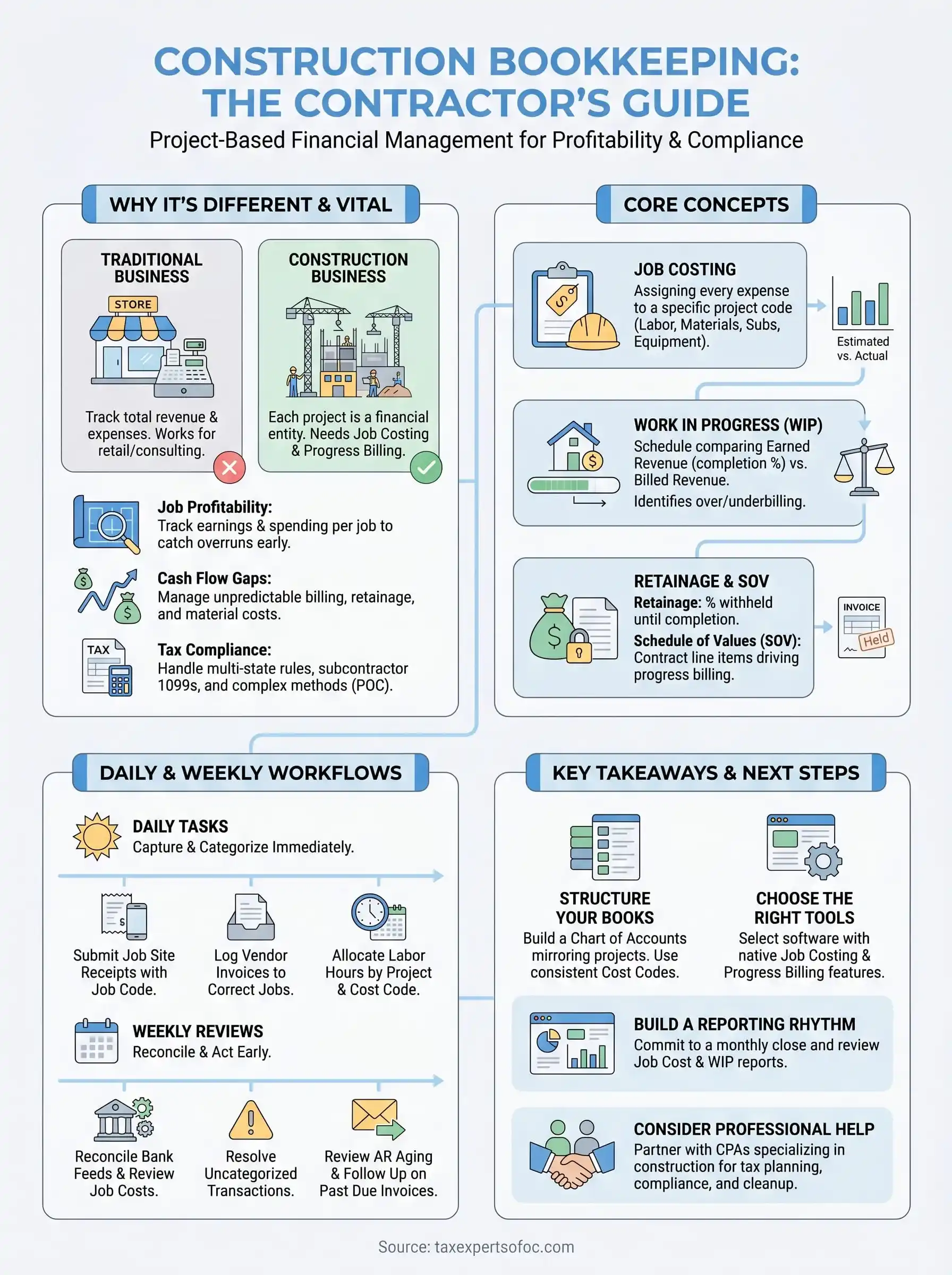construction bookkeeping infographic