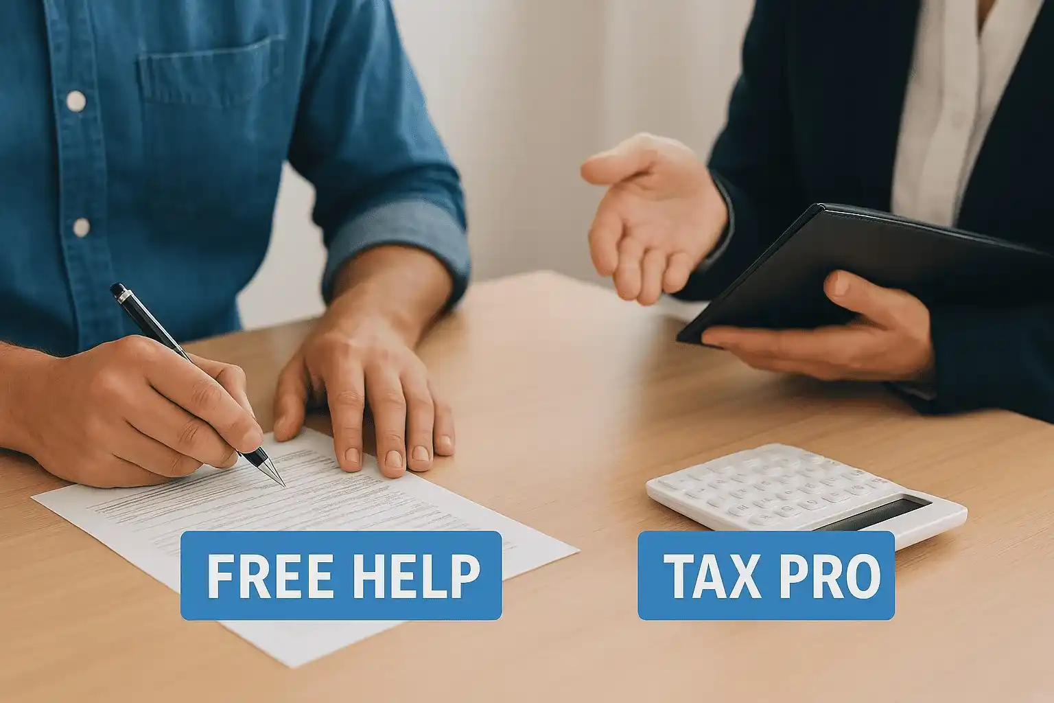 Decide between free help and a tax pro and compare costs