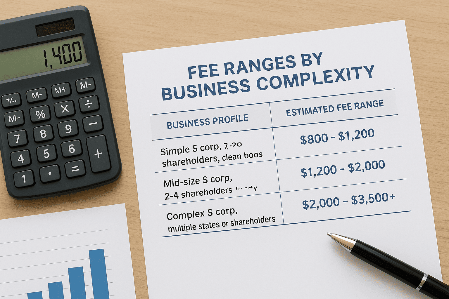 Fee ranges by business complexity