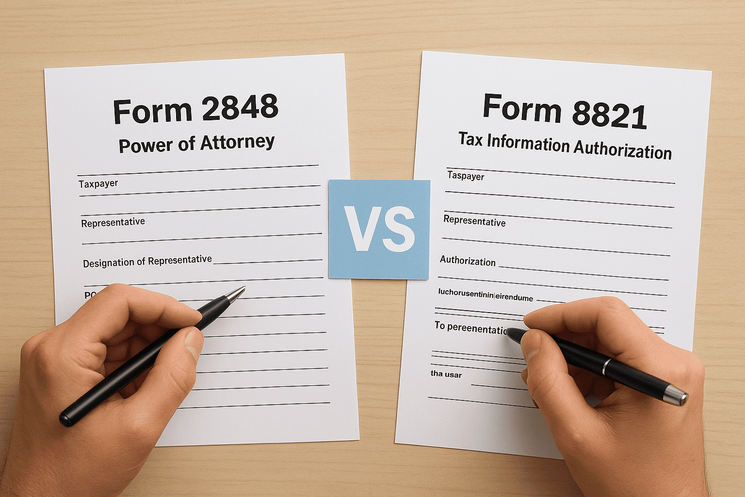 Form 2848 vs Form 8821 and what to choose
