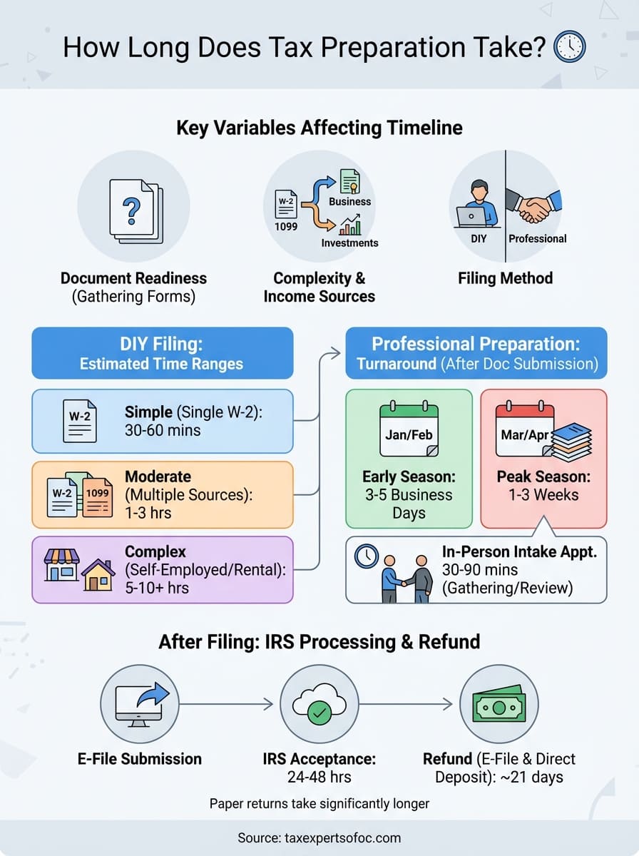 how long does tax preparation take infographic