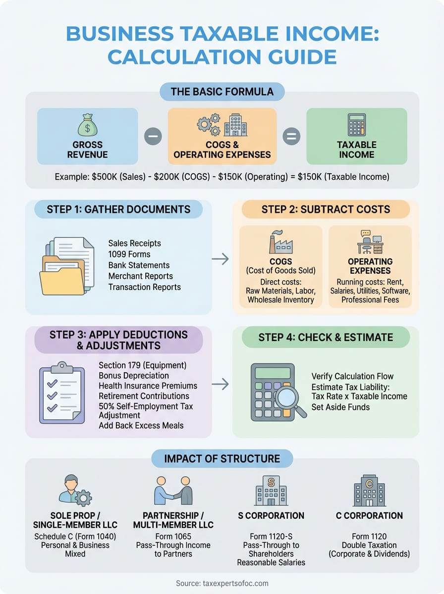 how to calculate business taxable income infographic