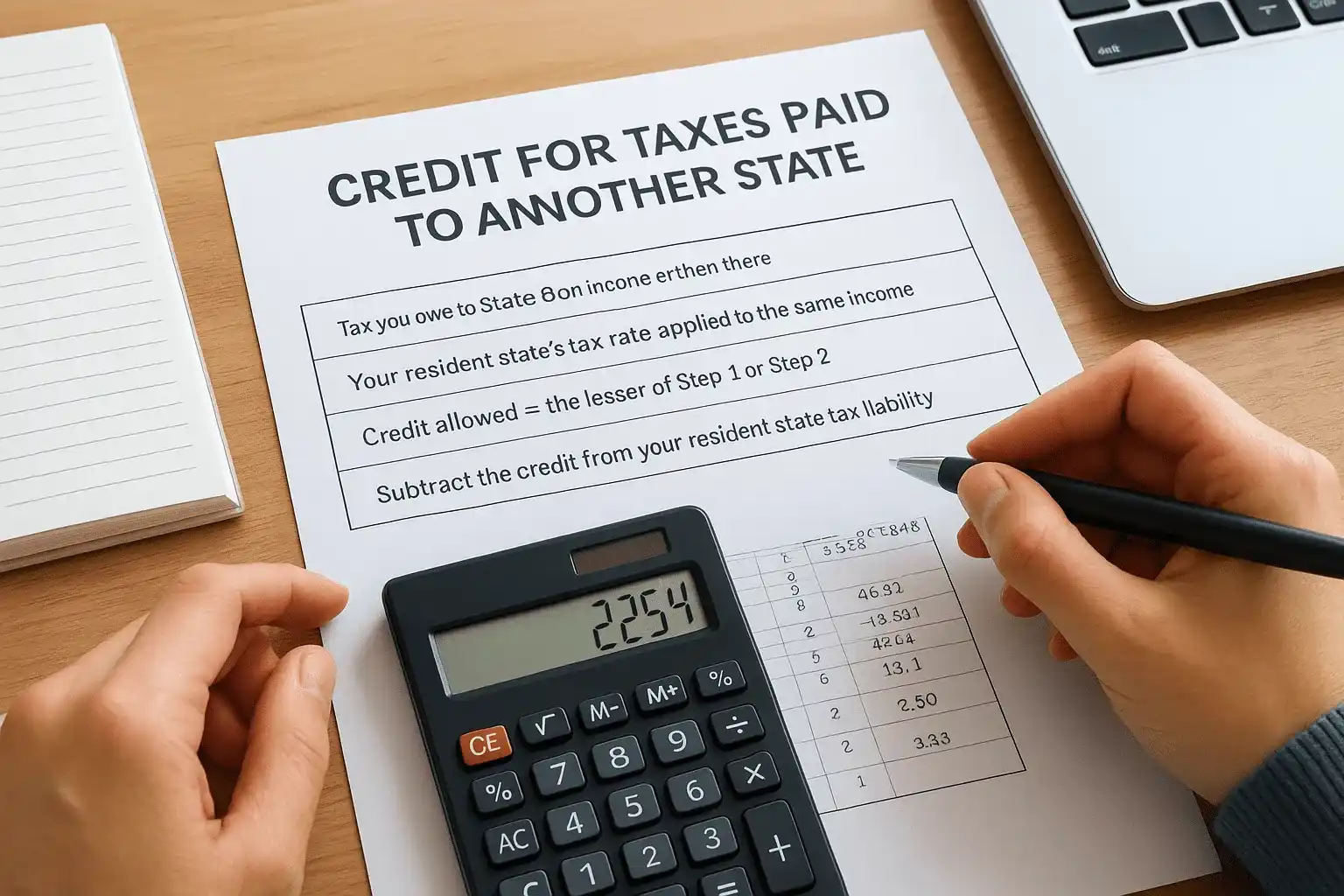 How to calculate the credit for taxes paid to another state