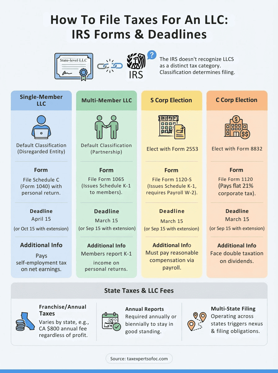 how to file taxes for an llc infographic