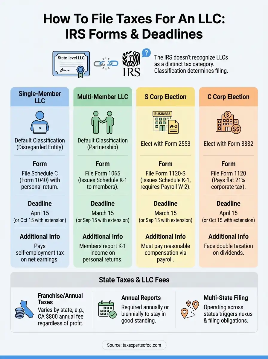 how to file taxes for an llc infographic
