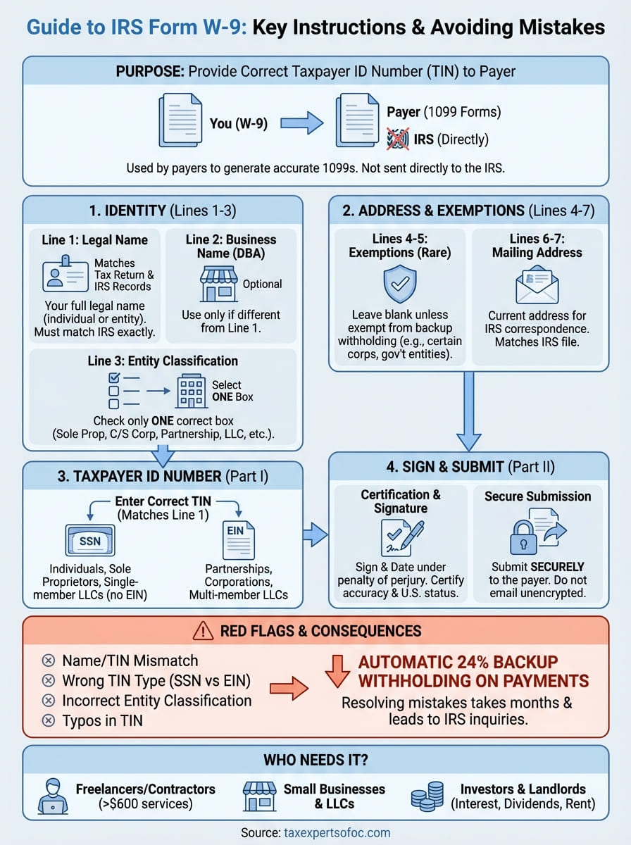 irs form w-9 instructions infographic