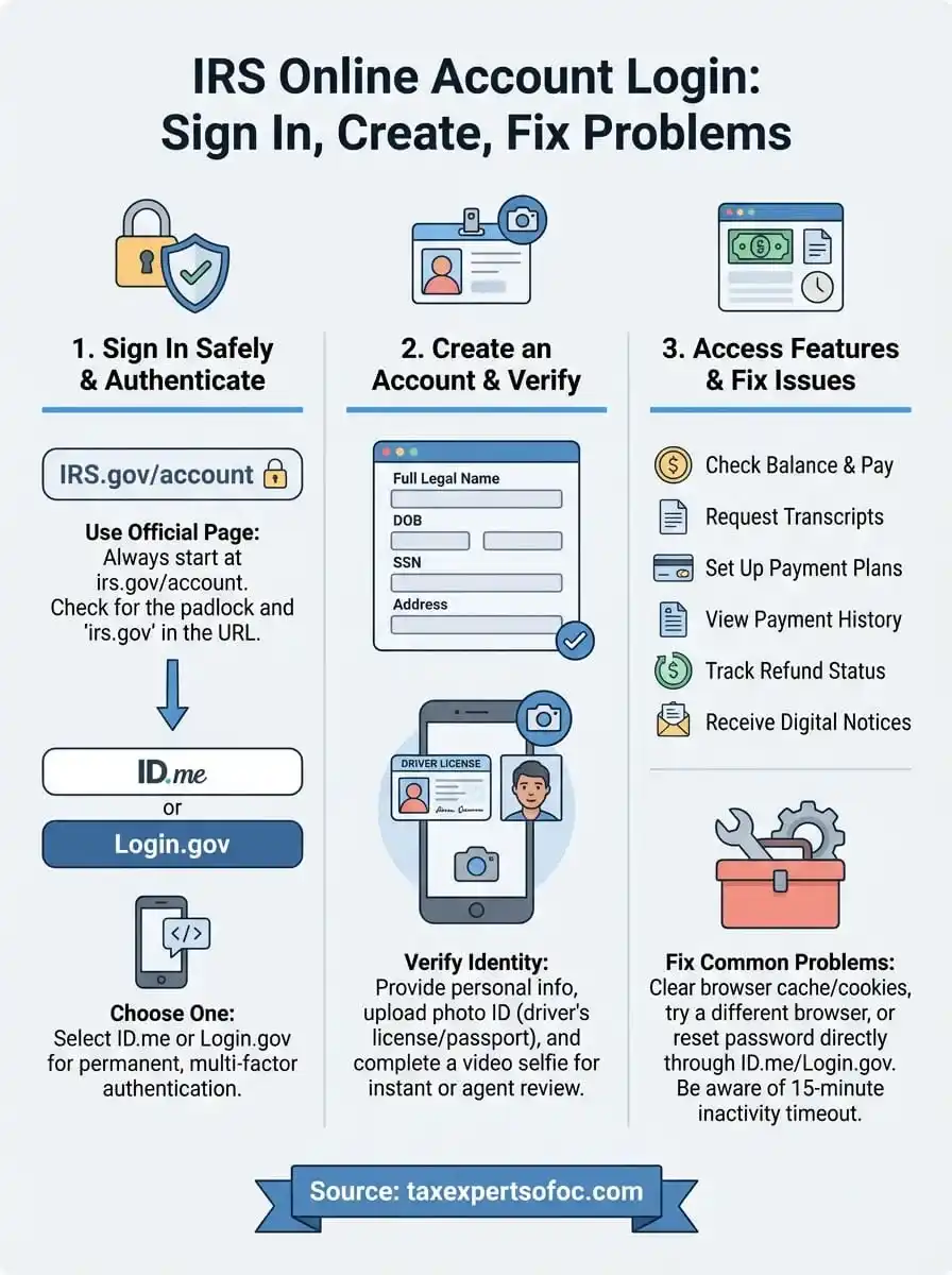 irs online account sign in infographic