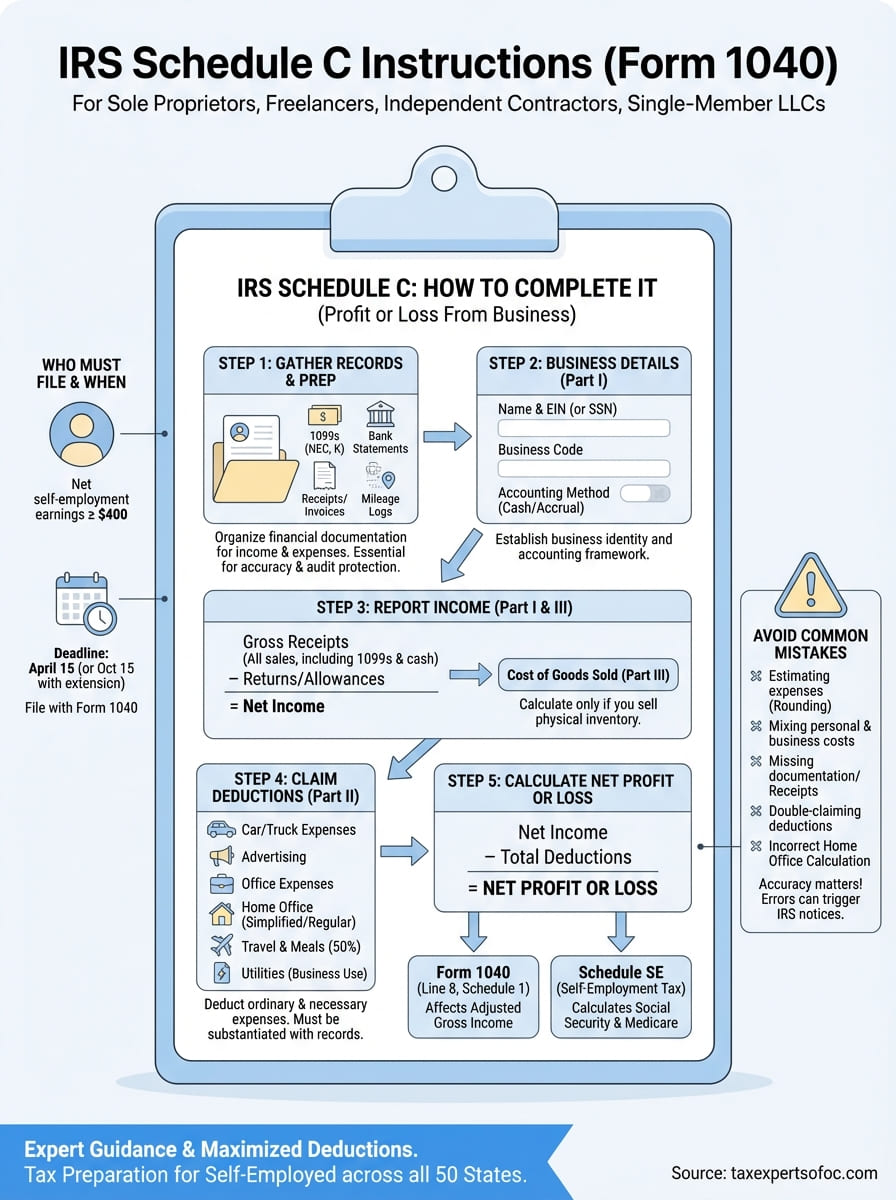 irs schedule c instructions infographic