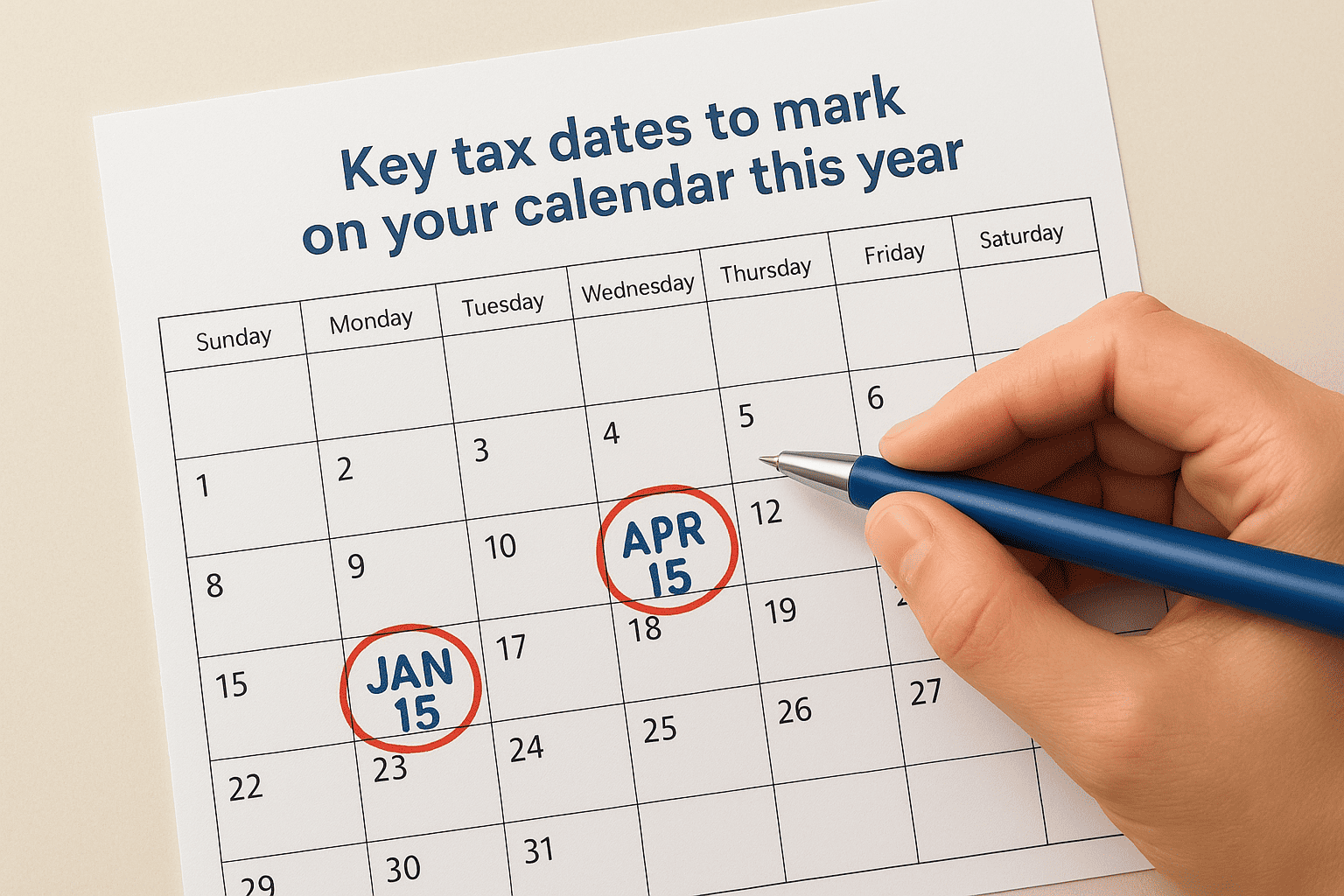 Key tax dates to mark on your calendar this year