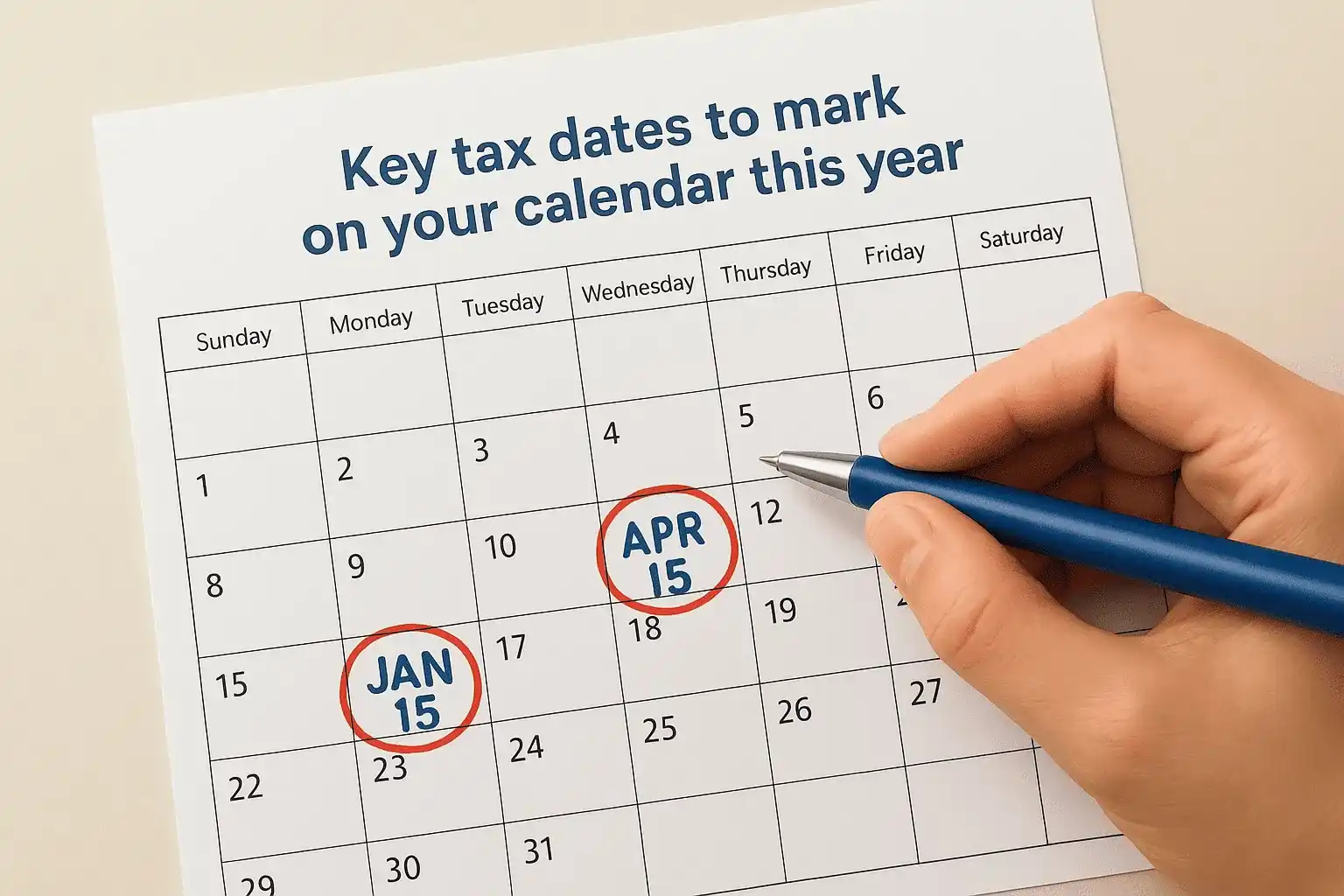 Key tax dates to mark on your calendar this year