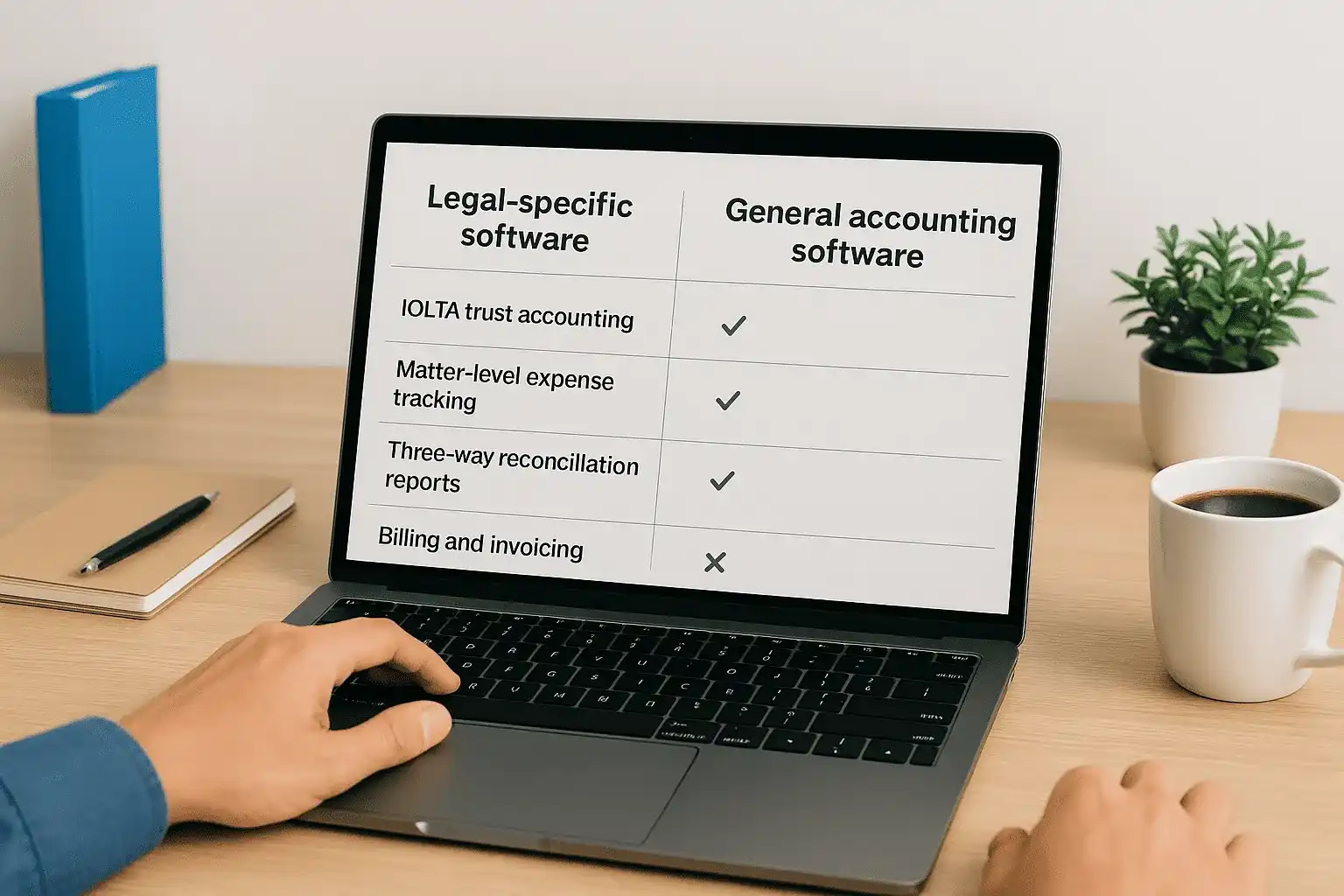 Legal-specific vs. general accounting software