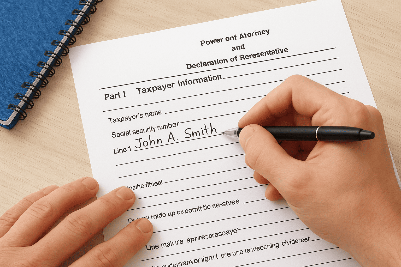 Line 1: Enter taxpayer information exactly as filed