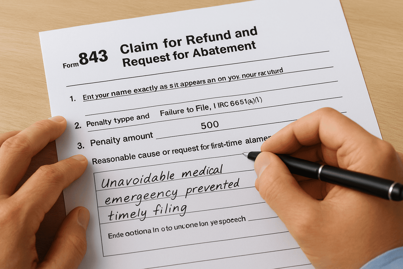 Lines 1-5: Penalty details and tax period