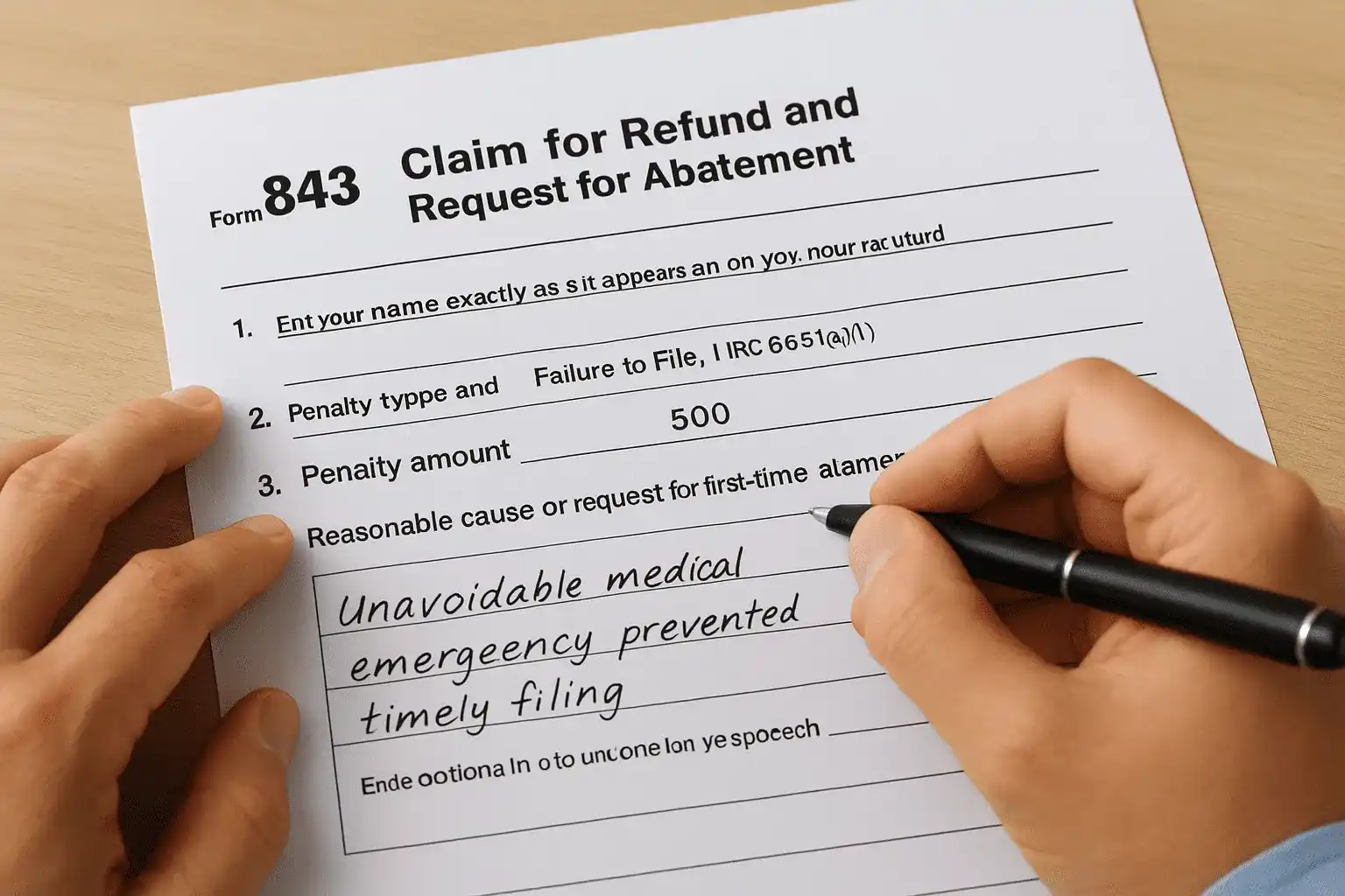 Lines 1-5: Penalty details and tax period