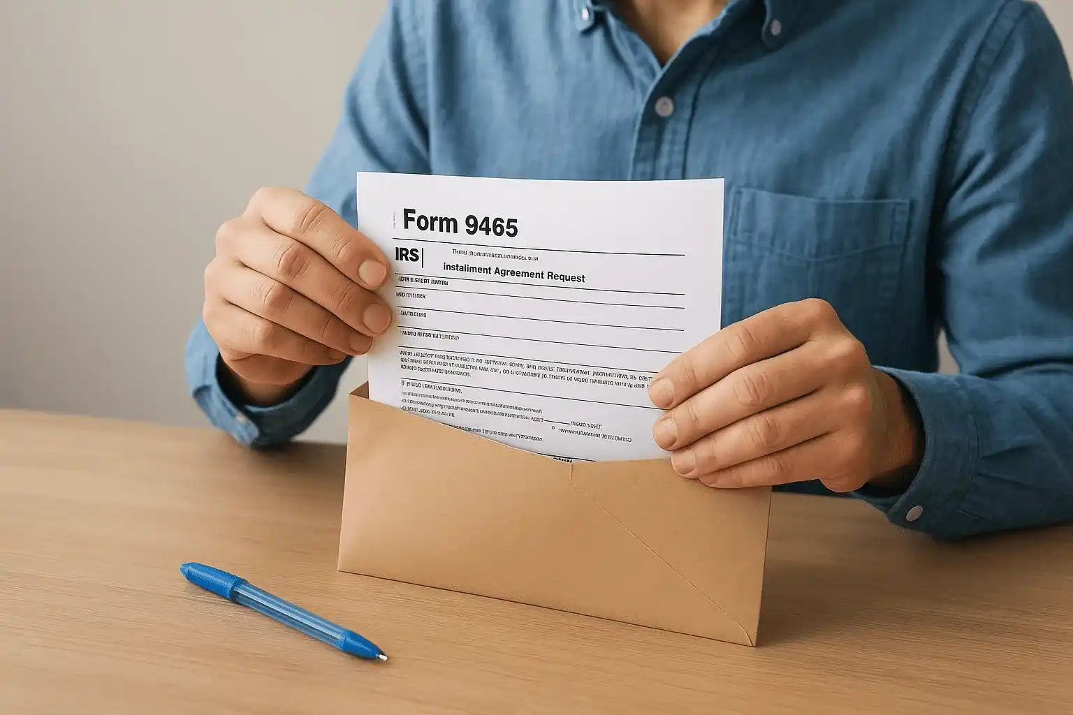 Mail Form 9465 with your tax return or separately