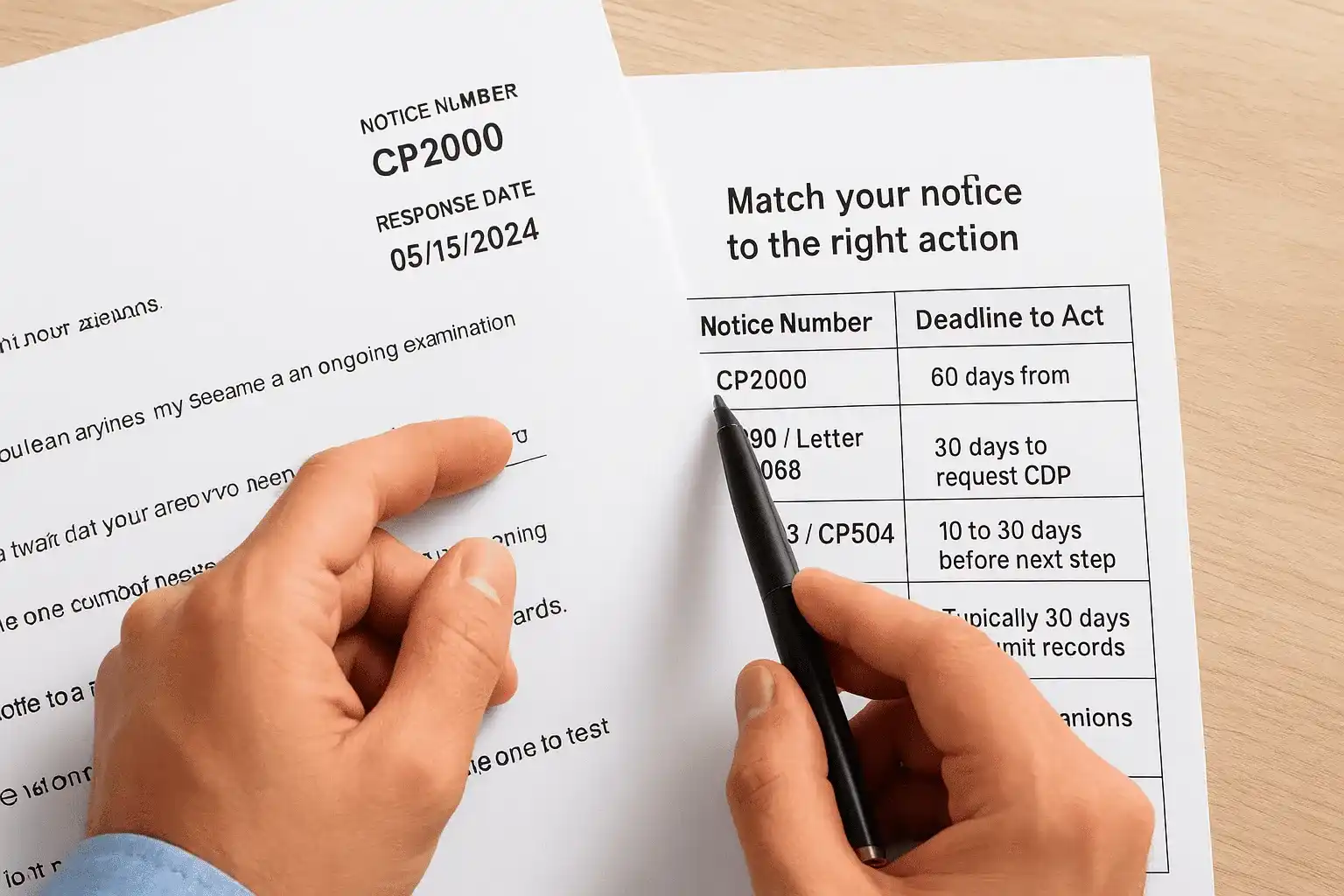 Match your notice to the right action