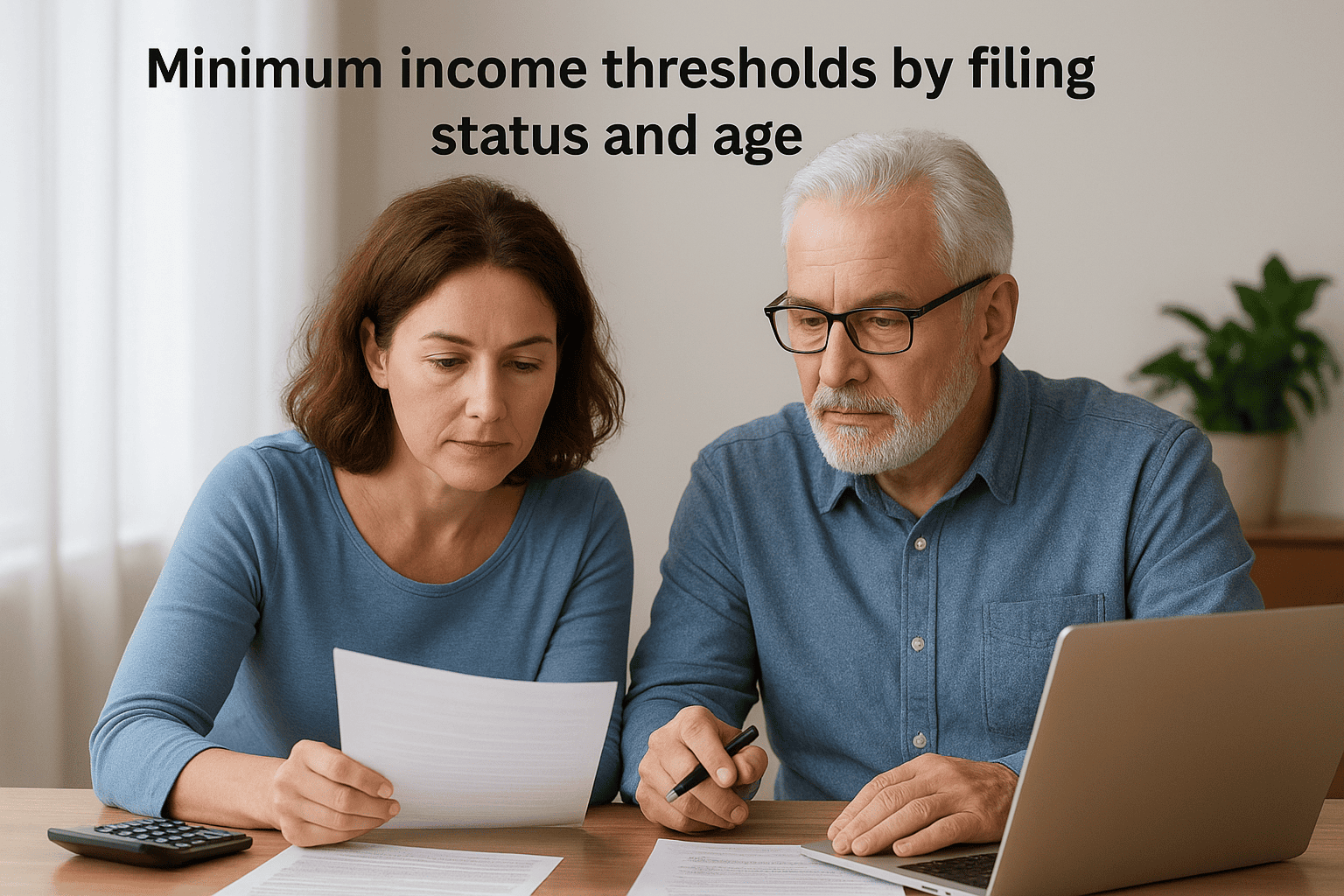 Minimum income thresholds by filing status and age