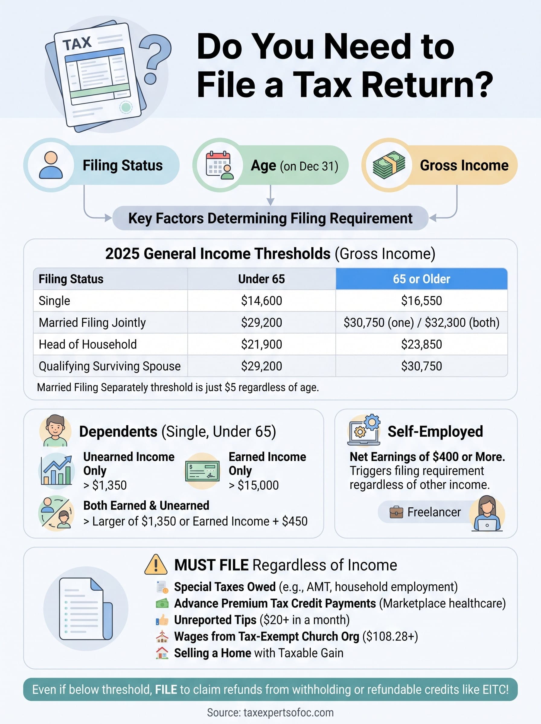 requirements for income tax filing infographic