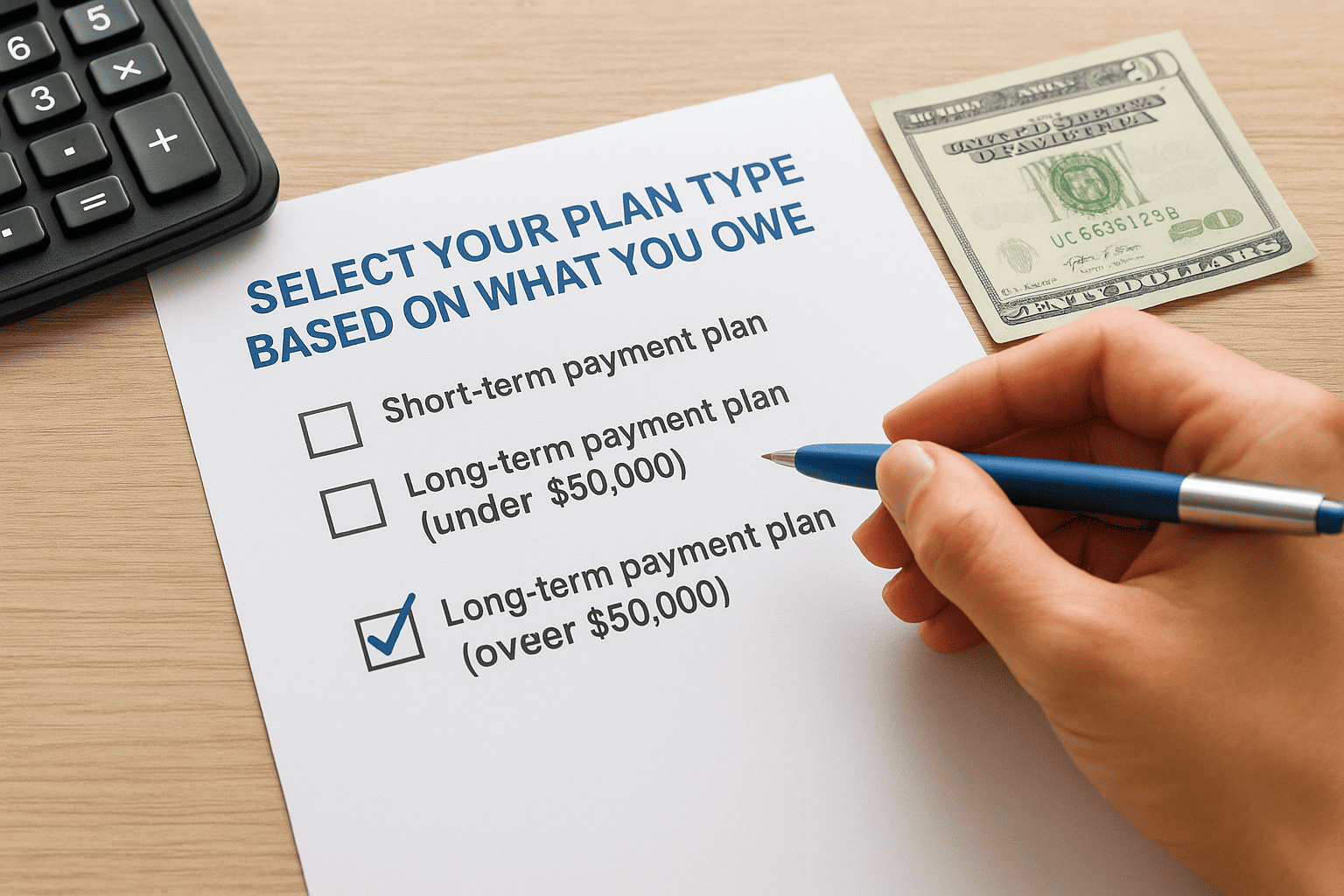 Select your plan type based on what you owe