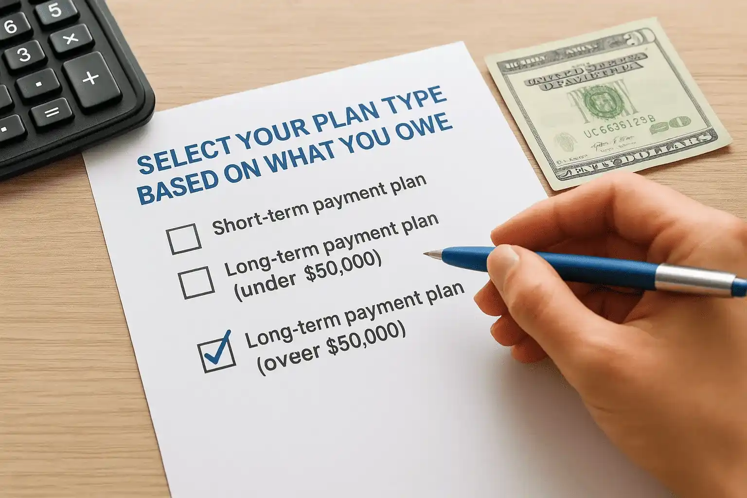 Select your plan type based on what you owe