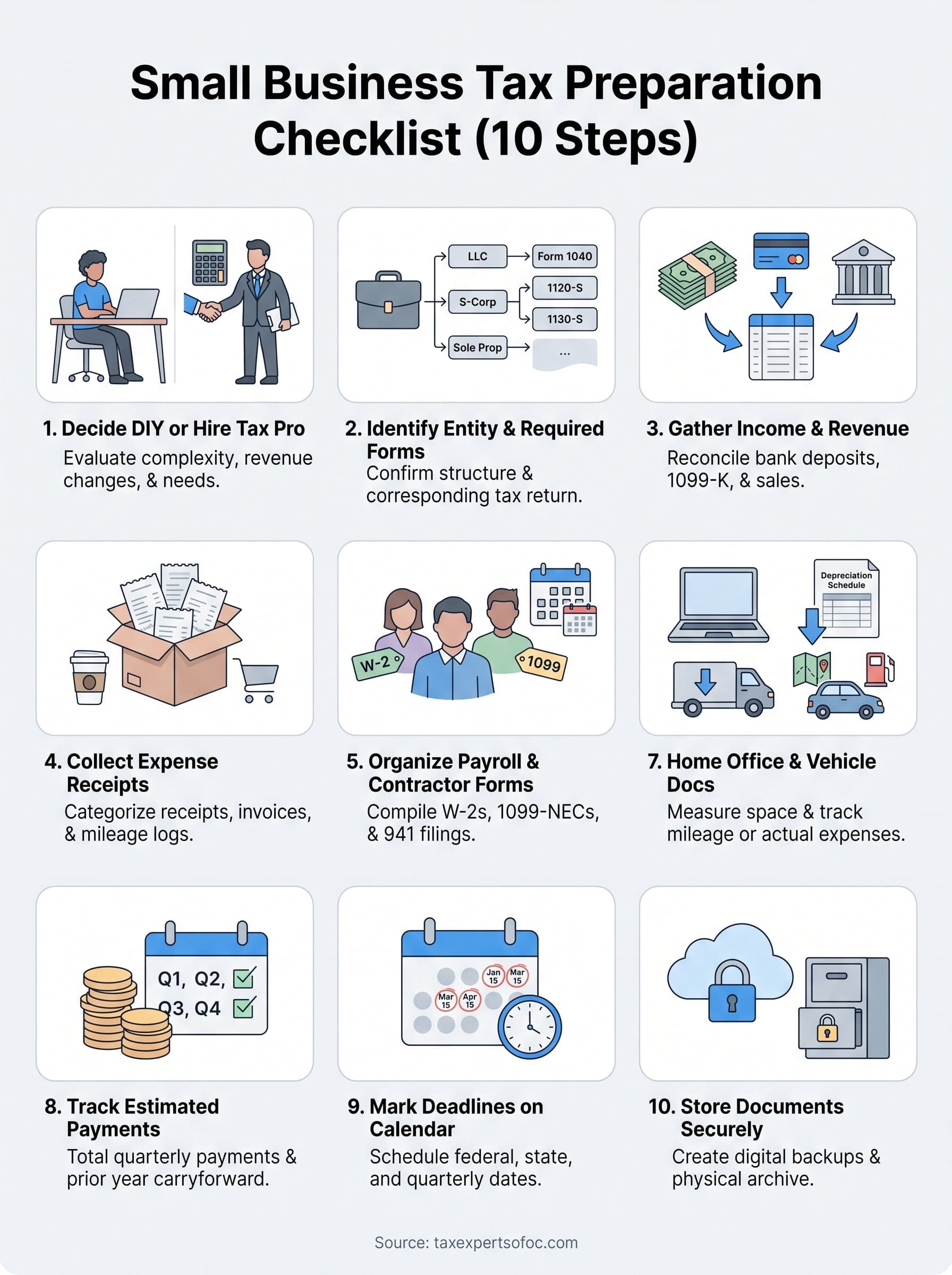 small business tax preparation checklist infographic