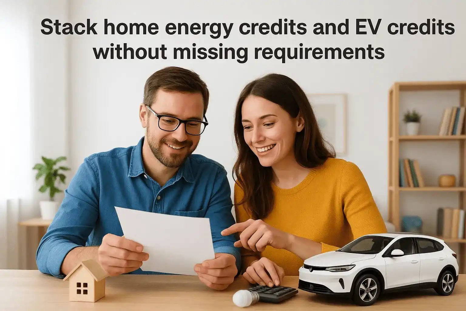 Stack home energy credits and EV credits without missing requirements
