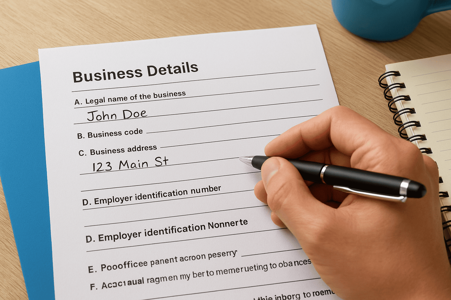 Step 1. Fill out the business details section