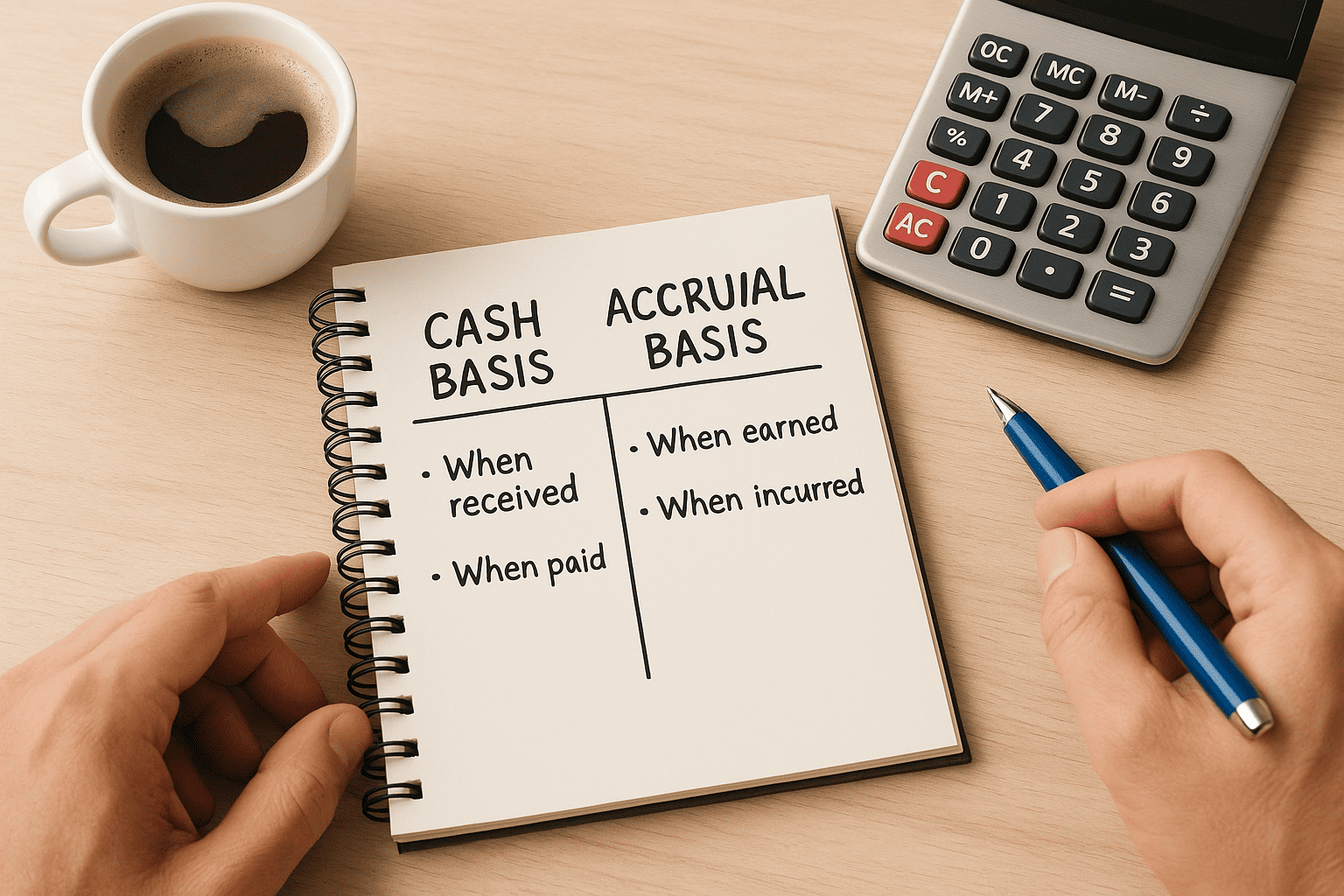 Step 1. Pick cash or accrual accounting