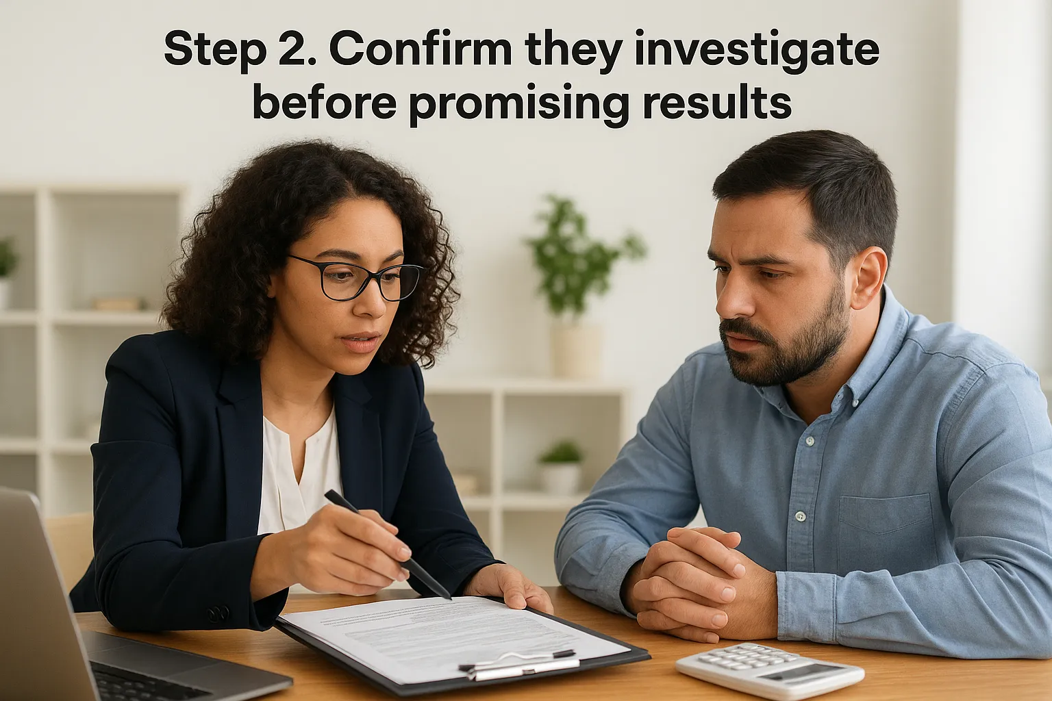 Step 2. Confirm they investigate before promising results