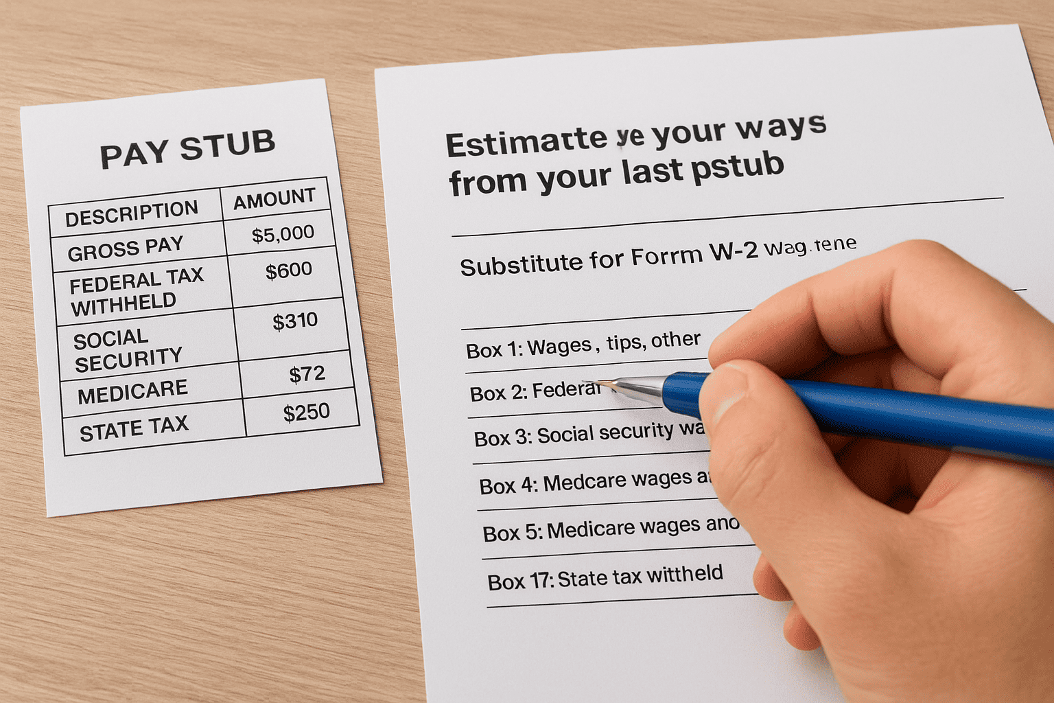 Step 4. Estimate your wages from your last pay stub