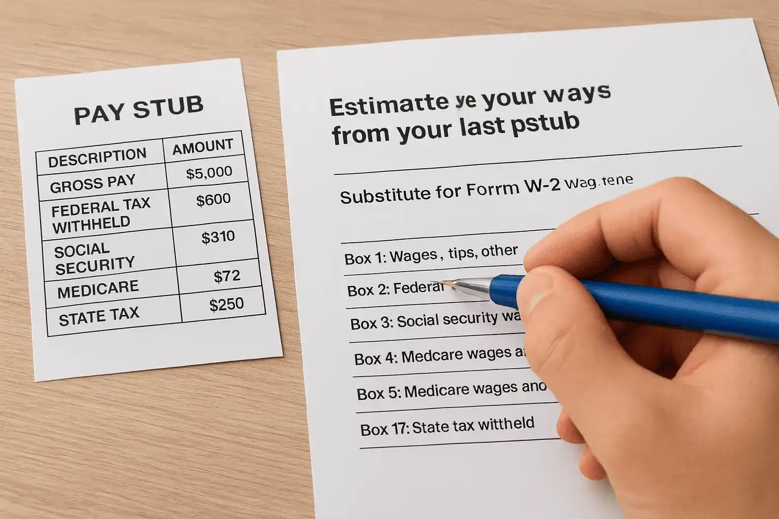 Step 4. Estimate your wages from your last pay stub
