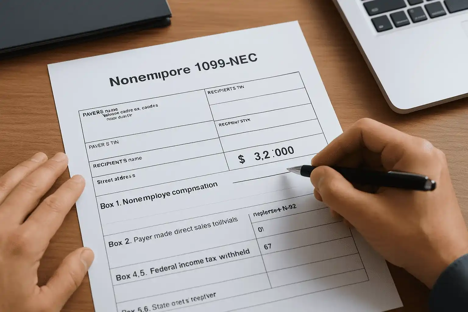 Step 4. Fill out Form 1099-NEC box by box