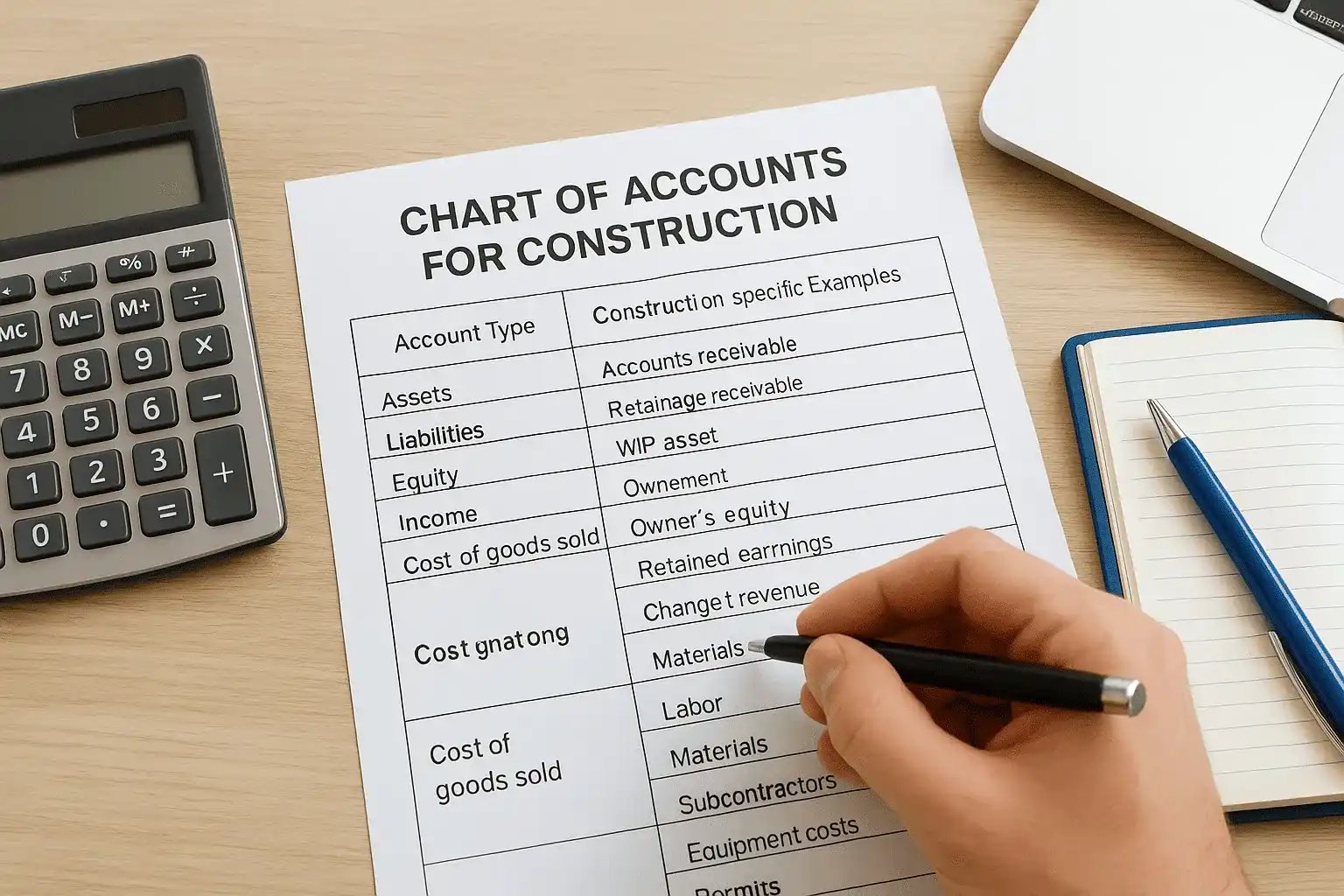 Structure your chart of accounts for construction