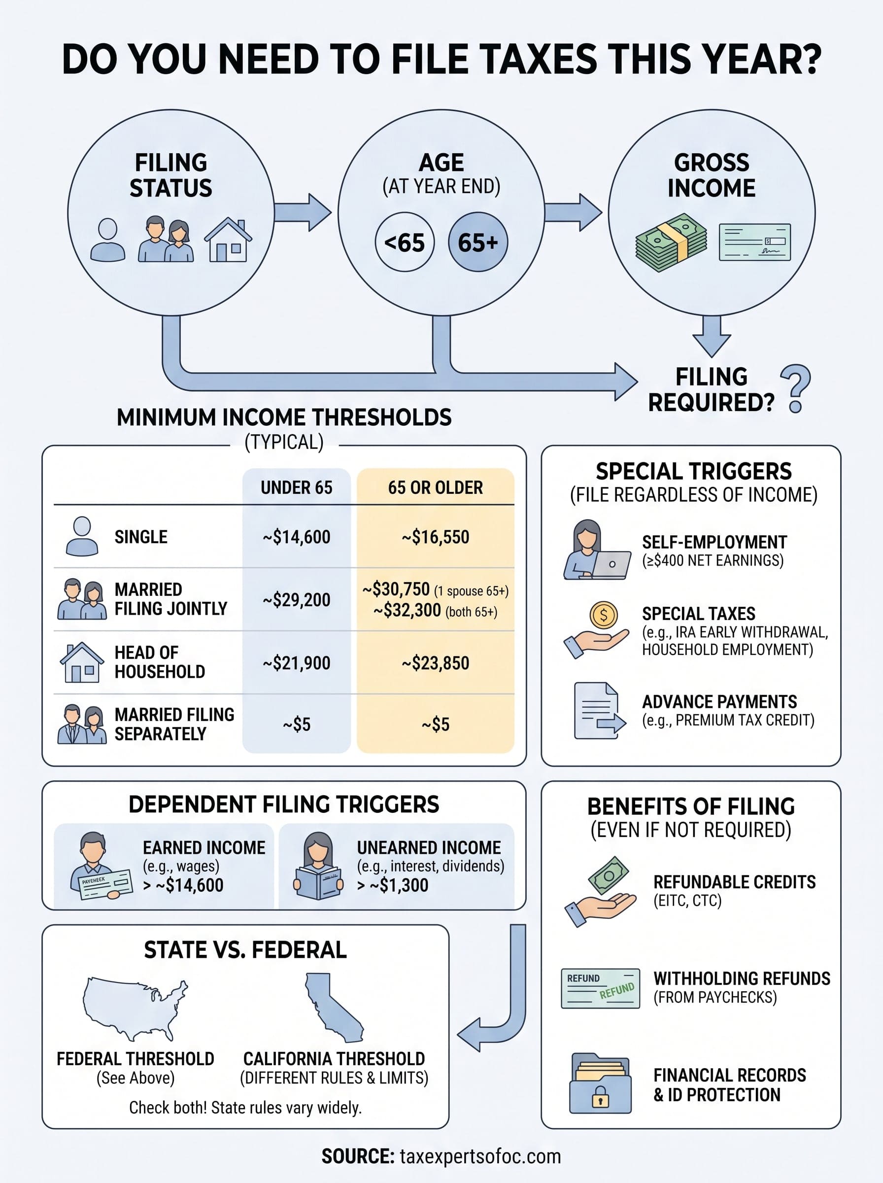 tax filing income requirements infographic
