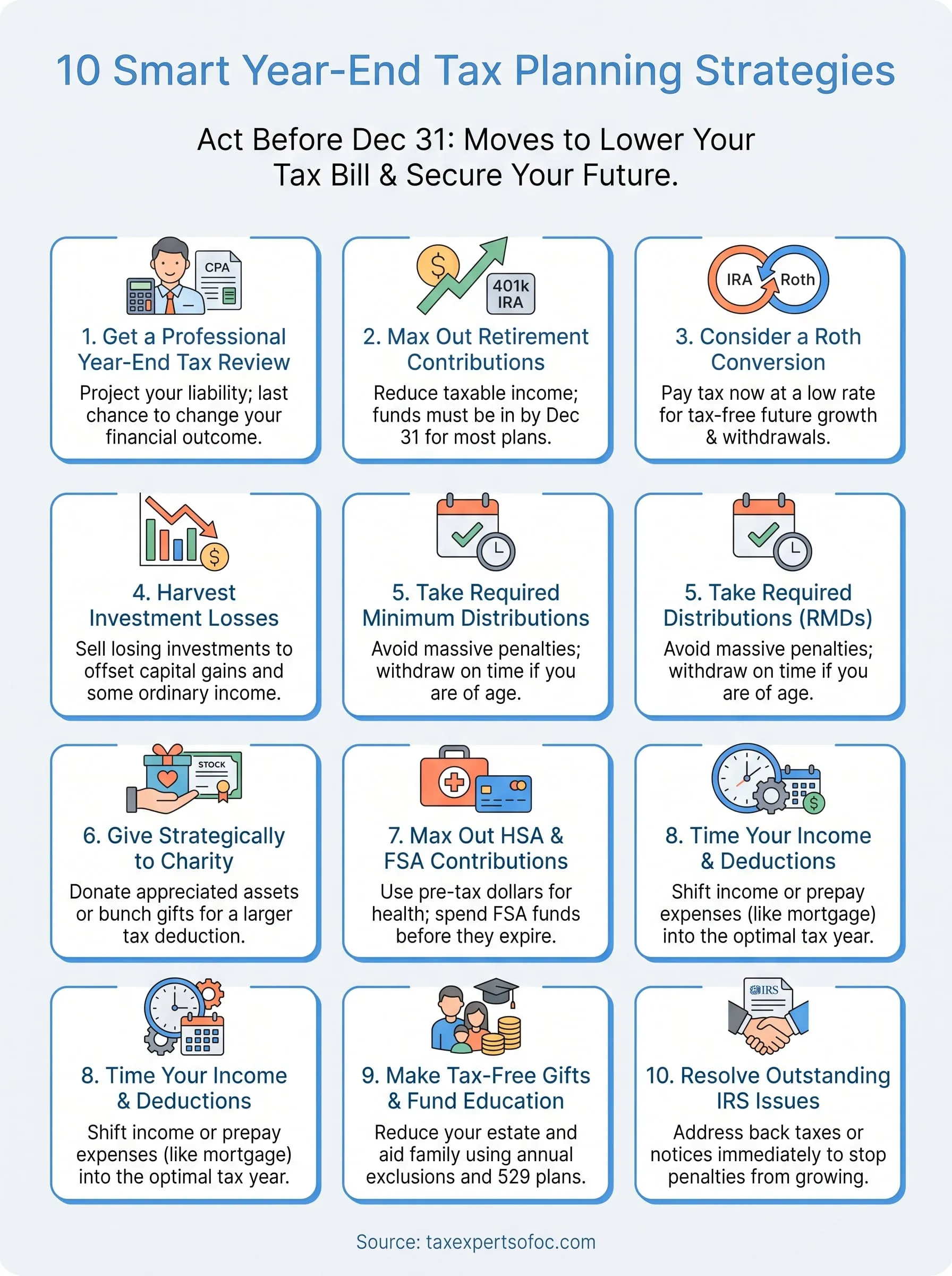 tax planning year-end infographic