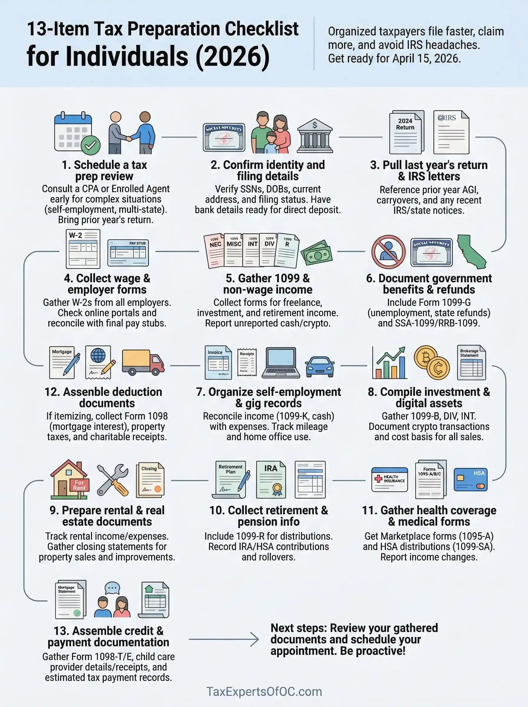tax preparation checklist for individuals infographic