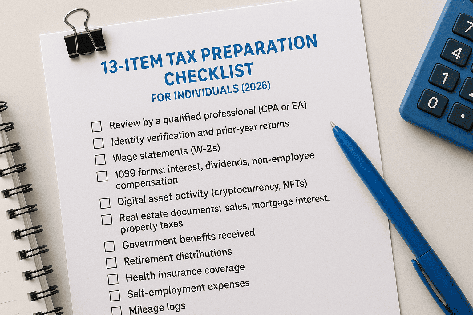 tax preparation checklist for individuals