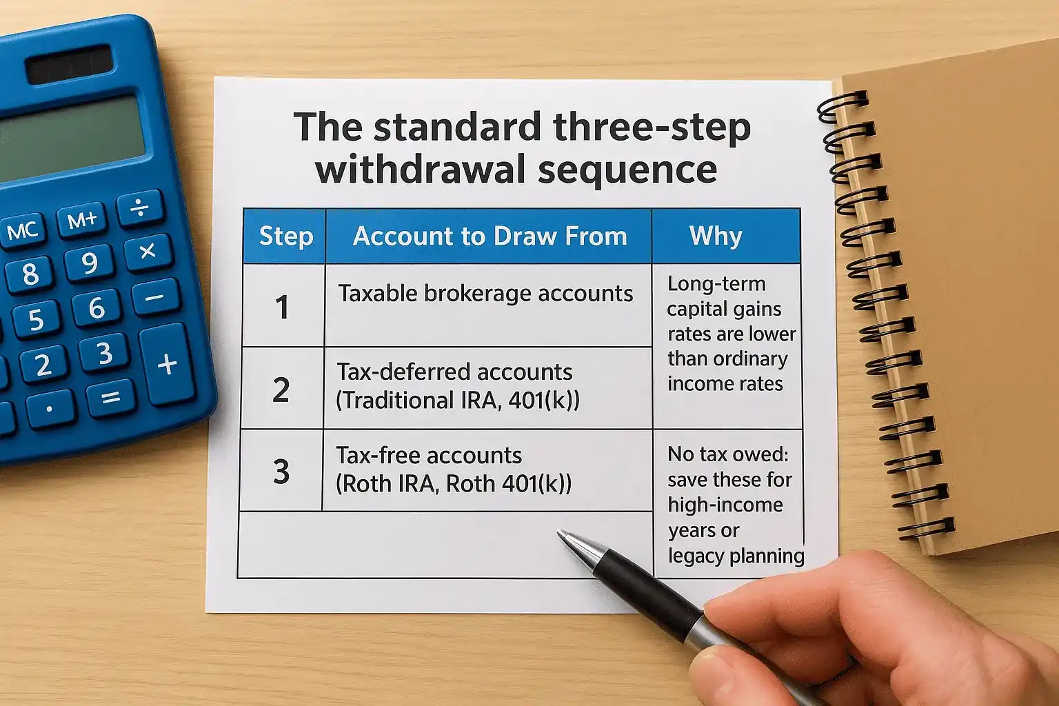 The standard three-step withdrawal sequence